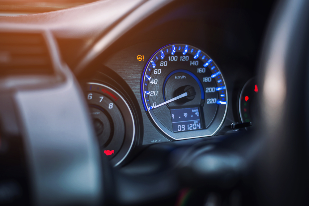 Closeup,dashboard,of,mileage,car